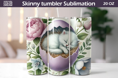 Easter Cat Tumbler Wrap | Spring Kitty Floral Sublimation Product Image 1