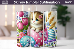 Easter Cat Tumbler Wrap | Spring Kitty Floral Sublimation Product Image 1