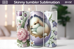 Easter Bunny Tumbler Wrap PNG | Spring Floral Sublimation Product Image 1