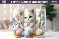 Easter Cat Tumbler Wrap | Spring Kitty Floral Sublimation Product Image 1