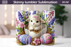 Easter Lamb Tumbler Wrap PNG | Spring Floral Sublimation Product Image 1