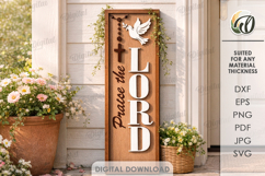 Easter Vertical Door Sign Laser Cut. Porch Sign SVG Product Image 1