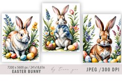 Easter bunny illustration for vintage cards- 3 Jpeg files Product Image 1