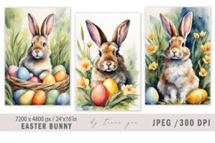 Cute watercolor Easter bunny illustration for prints- 3 Jpeg Product Image 1