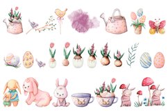 Happy Easter. Bunny Watercolor Elements clipArt Product Image 5