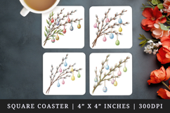 Easter square coaster sublimation, coasters design Product Image 1