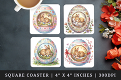 Easter square coaster sublimation, coasters design Product Image 1