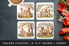 Easter square coaster sublimation, coasters design Product Image 1