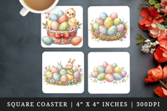 Easter square coaster sublimation, coasters design Product Image 1