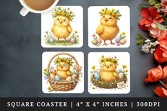Easter square coaster sublimation, coasters design Product Image 1