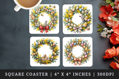 Easter square coaster sublimation, coasters design Product Image 1