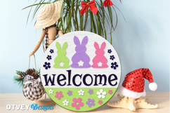Easter Welcome Round Sign Lasercut Product Image 1