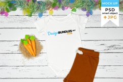 Easter Mockup White Bodysuit | Romper mockup Easter Product Image 1
