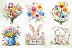 Easter With Spring Flowers Clipart Product Image 5
