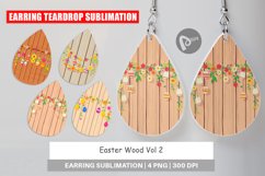 Earring Teardrop Easter Wood Product Image 1
