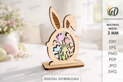 3D Easter Stand Decoration Laser Cut. Easter Bunny SVG Product Image 1