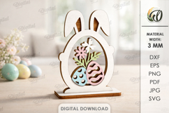 3D Easter Stand Decoration Laser Cut. Easter Bunny SVG Product Image 1