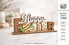 3D Easter Table Sign Lasercut. Stand Decor. Happy Easter SVG Product Image 1