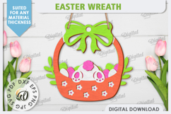 Easter Wreath Laser Cut. Easter Bunny. Door Sign SVG Product Image 1