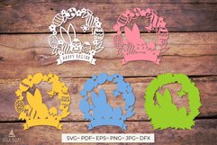 3D Happy Easter Wreath svg | Happy Easter layered paper cut Product Image 2