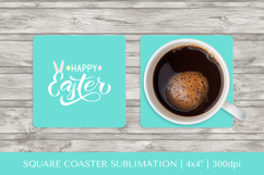 Happy Easter square coaster sublimation design 006 Product Image 1
