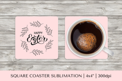 Happy Easter square coaster sublimation design 010 Product Image 1