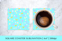 Cute Easter square coaster sublimation design PNG 026 Product Image 1
