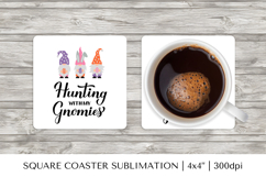 Cute Easter gnomes square coaster sublimation design 036 Product Image 1