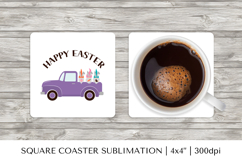 Cute Easter gnomes square coaster sublimation design 053 Product Image 1