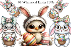 Whimsical Easter Animals PNG, Whimsical Bunny Easter Clipart Product Image 1