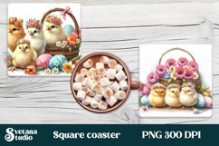 Easter chicken square coaster | Easter coaster Product Image 1