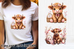 Cute Easter highland cow clipart PNG | Cute cow sublimation Product Image 1