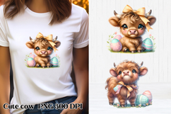 Cute Easter highland cow clipart PNG | Cute cow sublimation Product Image 1