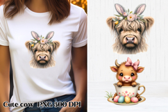 Cute Easter highland cow clipart PNG | Cute cow sublimation Product Image 1