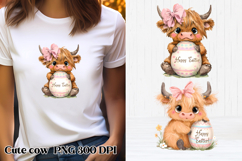 Cute Easter highland cow clipart PNG | Cute cow sublimation Product Image 1