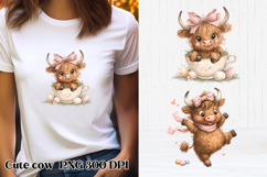 Cute Easter highland cow clipart PNG | Cute cow sublimation Product Image 1