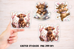 Cute highland cow sticker printable | Easter sticker PNG Product Image 1