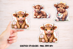 Cute highland cow sticker printable | Easter sticker PNG Product Image 1
