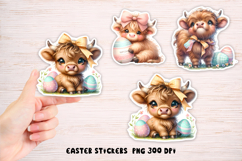 Cute highland cow sticker printable | Easter sticker PNG Product Image 1
