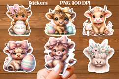 Cute highland cow sticker printable | Easter sticker PNG Product Image 1