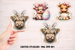 Cute highland cow sticker printable | Easter sticker PNG Product Image 1