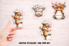 Cute highland cow sticker printable | Easter sticker PNG Product Image 1