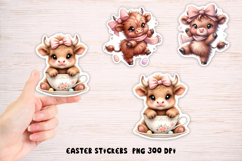 Cute highland cow sticker printable | Easter sticker PNG Product Image 1