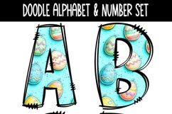 Blue Easter Eggs Doodle Alphabet and Numbers | PNG Files Product Image 5