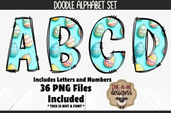 Blue Easter Eggs Doodle Alphabet and Numbers | PNG Files Product Image 1