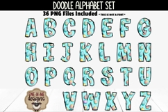 Blue Easter Eggs Doodle Alphabet and Numbers | PNG Files Product Image 2