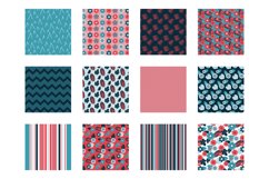Eastern Blue Florals Digital Paper, Vector Patterns Product Image 2
