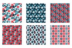 Eastern Blue Florals Digital Paper, Vector Patterns Product Image 3