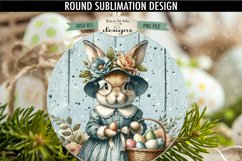 Easter Bunny Lady in Glasses Sublimation Design | Round PNG Product Image 2