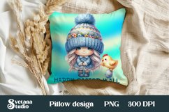 Easter gnome pillow | Easter gnome sublimation | Easter PNG Product Image 1